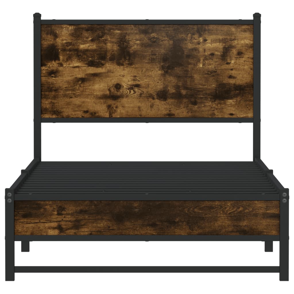 vidaXL Metal Bed Frame without Mattress Smoked Oak 90x200 cm