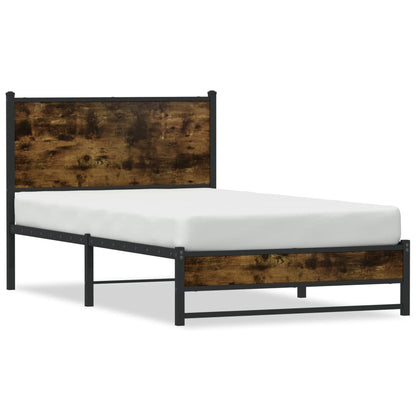 vidaXL Metal Bed Frame without Mattress Smoked Oak 100x190 cm