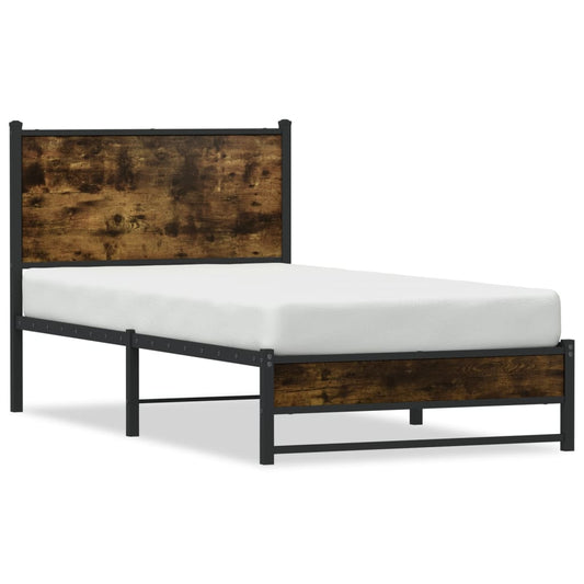 vidaXL Metal Bed Frame without Mattress Smoked Oak 100x200 cm