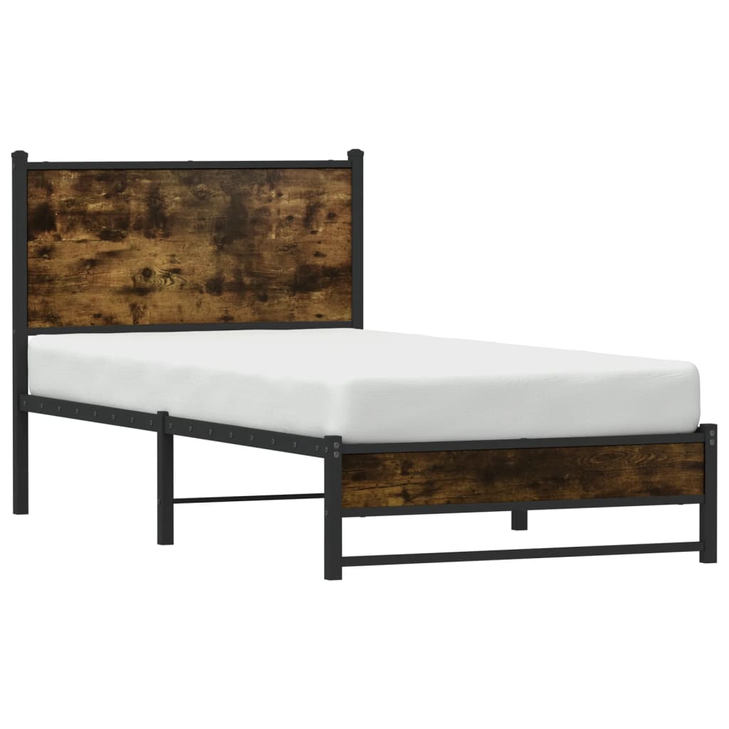 vidaXL Metal Bed Frame without Mattress Smoked Oak 100x200 cm