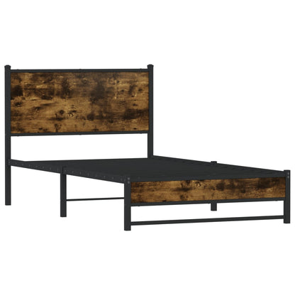 vidaXL Metal Bed Frame without Mattress Smoked Oak 107x203 cm