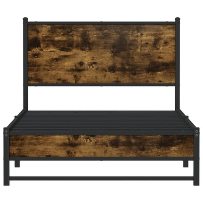 vidaXL Metal Bed Frame without Mattress Smoked Oak 107x203 cm