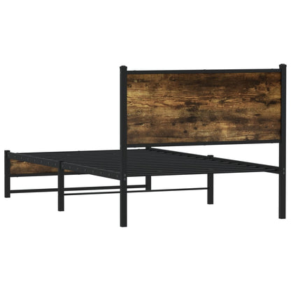 vidaXL Metal Bed Frame without Mattress Smoked Oak 107x203 cm