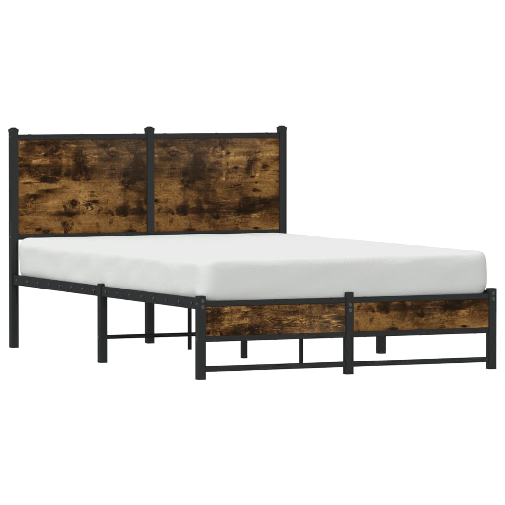 vidaXL Metal Bed Frame without Mattress Smoked Oak 120x200 cm