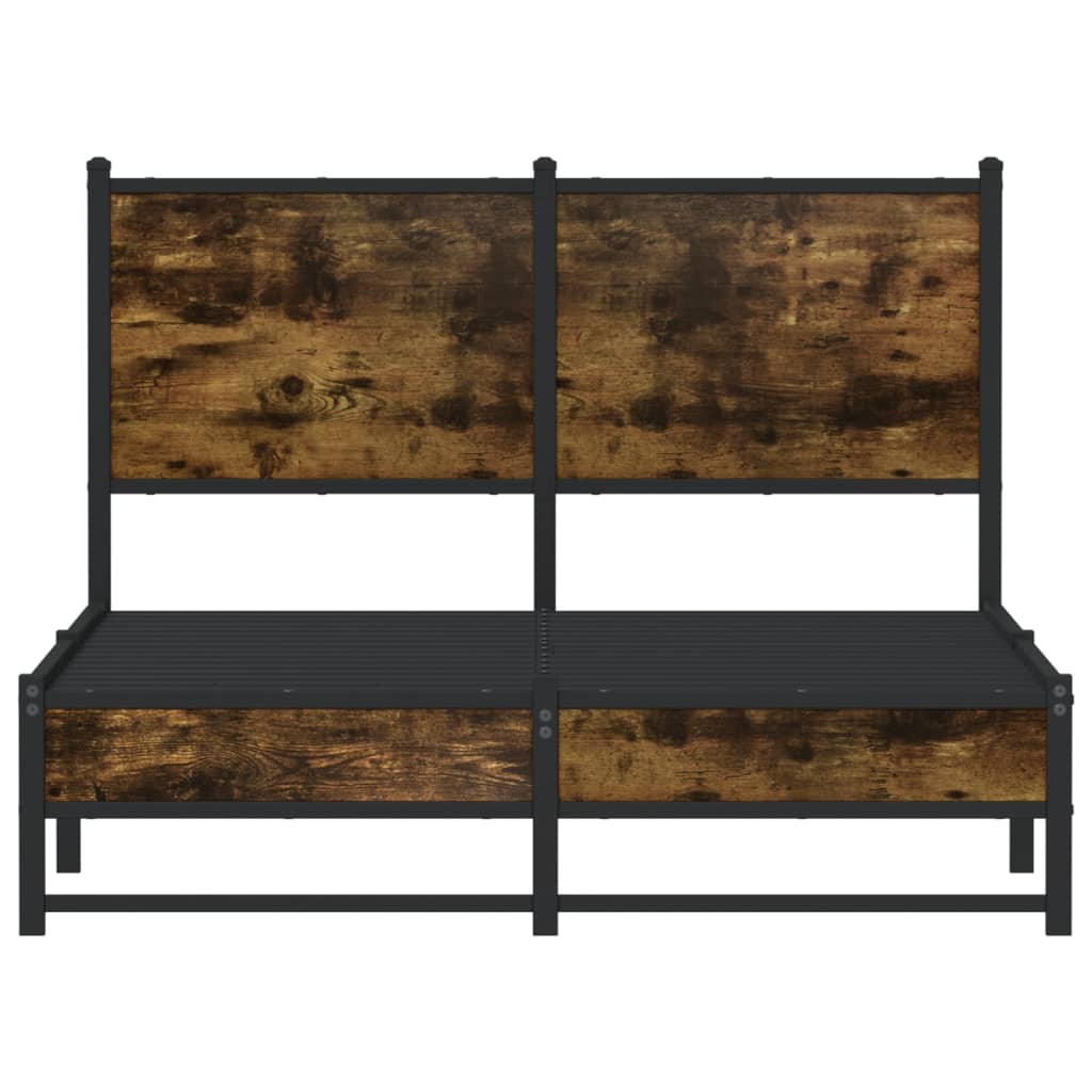 vidaXL Metal Bed Frame without Mattress Smoked Oak 120x200 cm