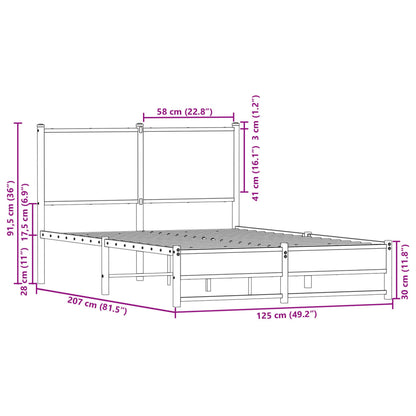 vidaXL Metal Bed Frame without Mattress Smoked Oak 120x200 cm