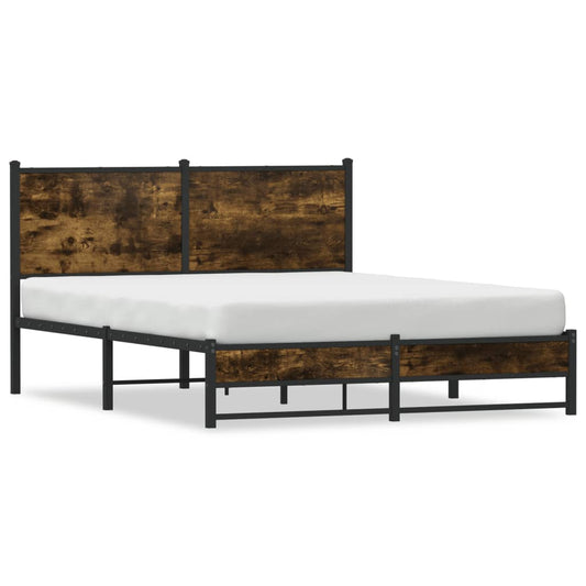 vidaXL Metal Bed Frame without Mattress Smoked Oak 137x190 cm