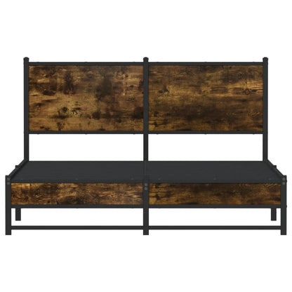 vidaXL Metal Bed Frame without Mattress Smoked Oak 137x190 cm