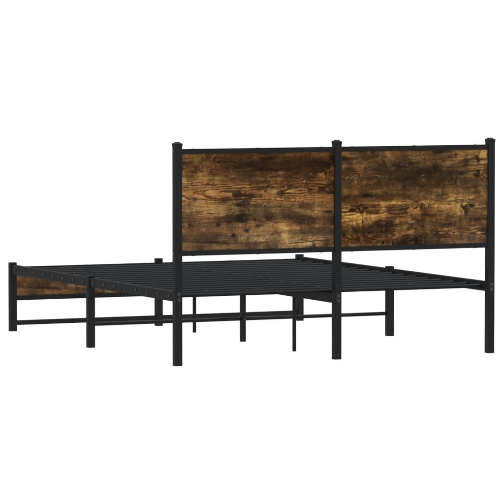 vidaXL Metal Bed Frame without Mattress Smoked Oak 137x190 cm