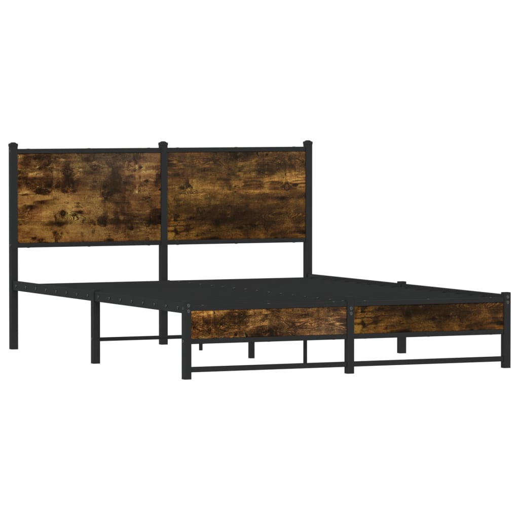 vidaXL Metal Bed Frame without Mattress Smoked Oak 140x200 cm