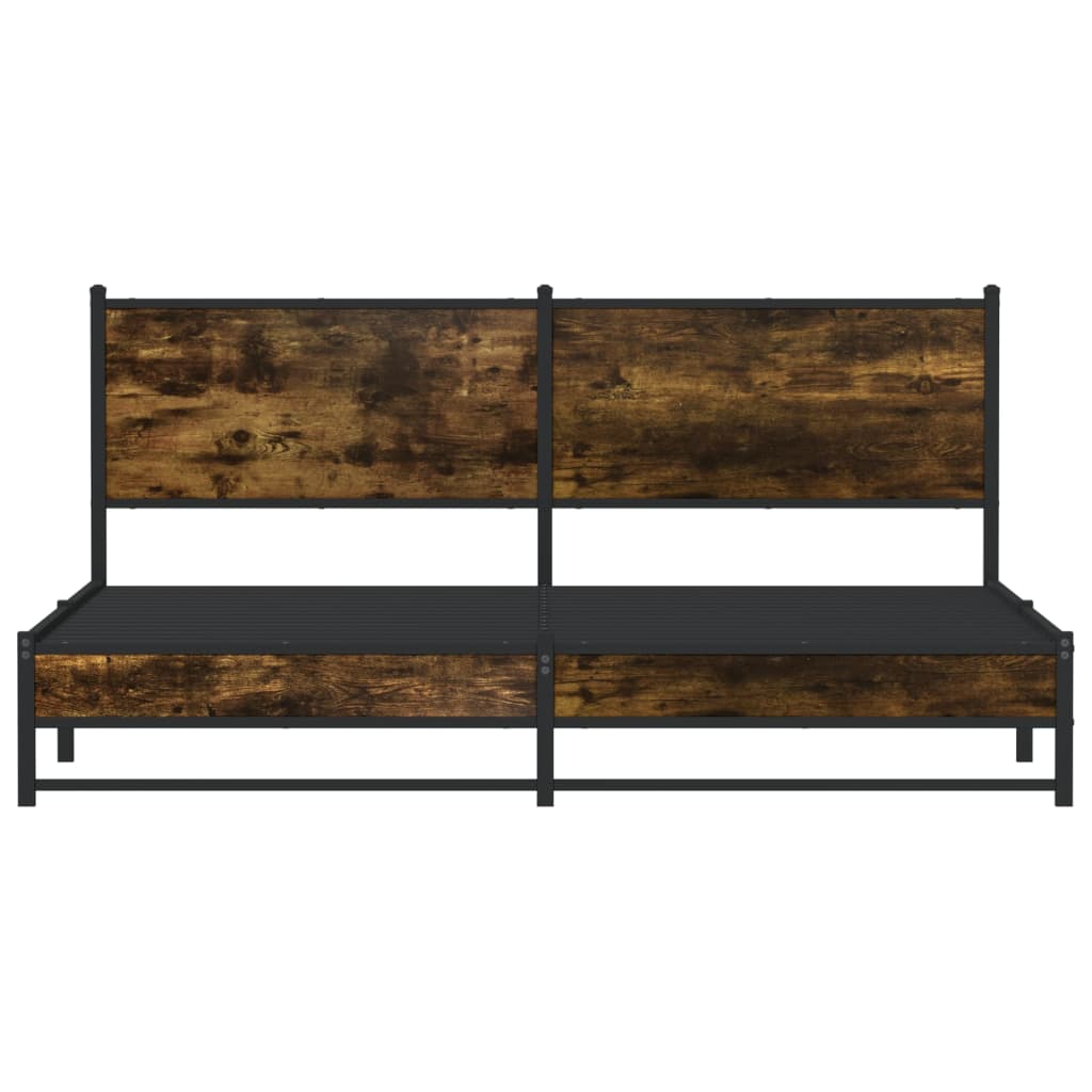 vidaXL Metal Bed Frame without Mattress Smoked Oak 160x200 cm