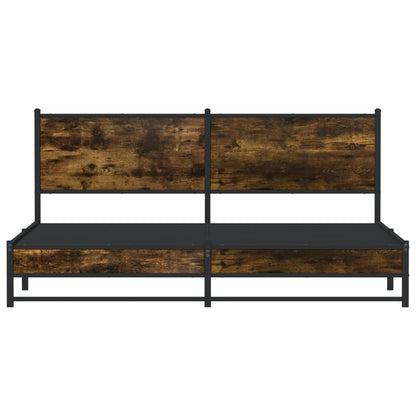 vidaXL Metal Bed Frame without Mattress Smoked Oak 160x200 cm