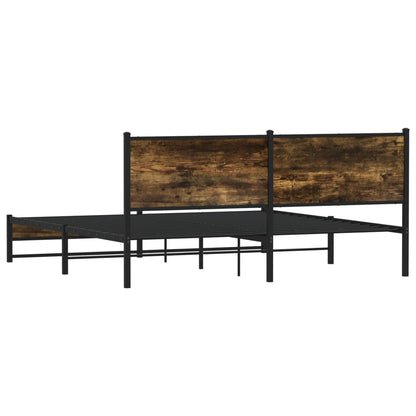vidaXL Metal Bed Frame without Mattress Smoked Oak 160x200 cm