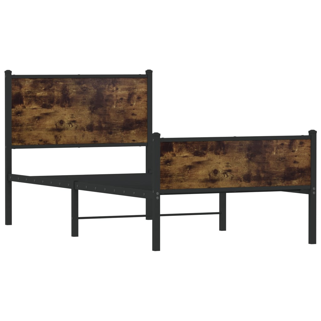 vidaXL Metal Bed Frame without Mattress Smoked Oak 90x190 cm Single