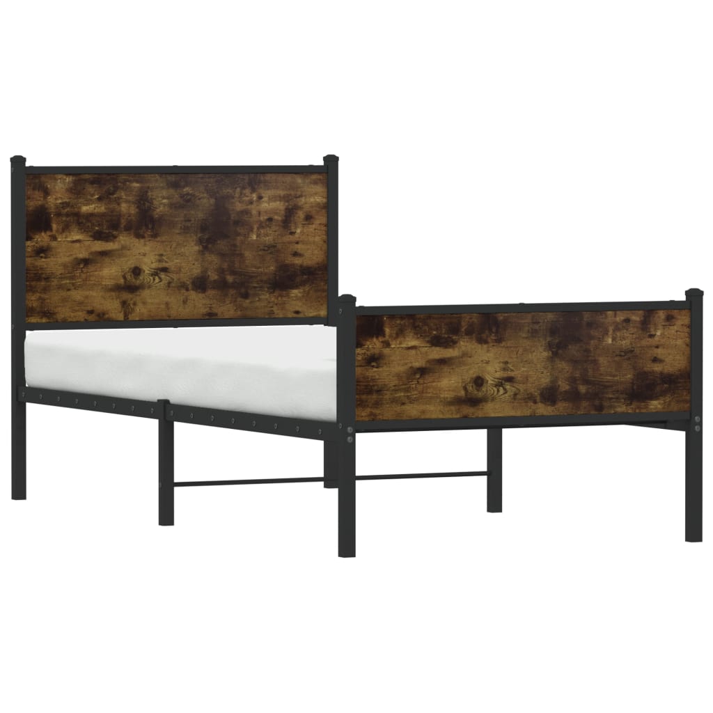 vidaXL Metal Bed Frame without Mattress Smoked Oak 90x190 cm Single