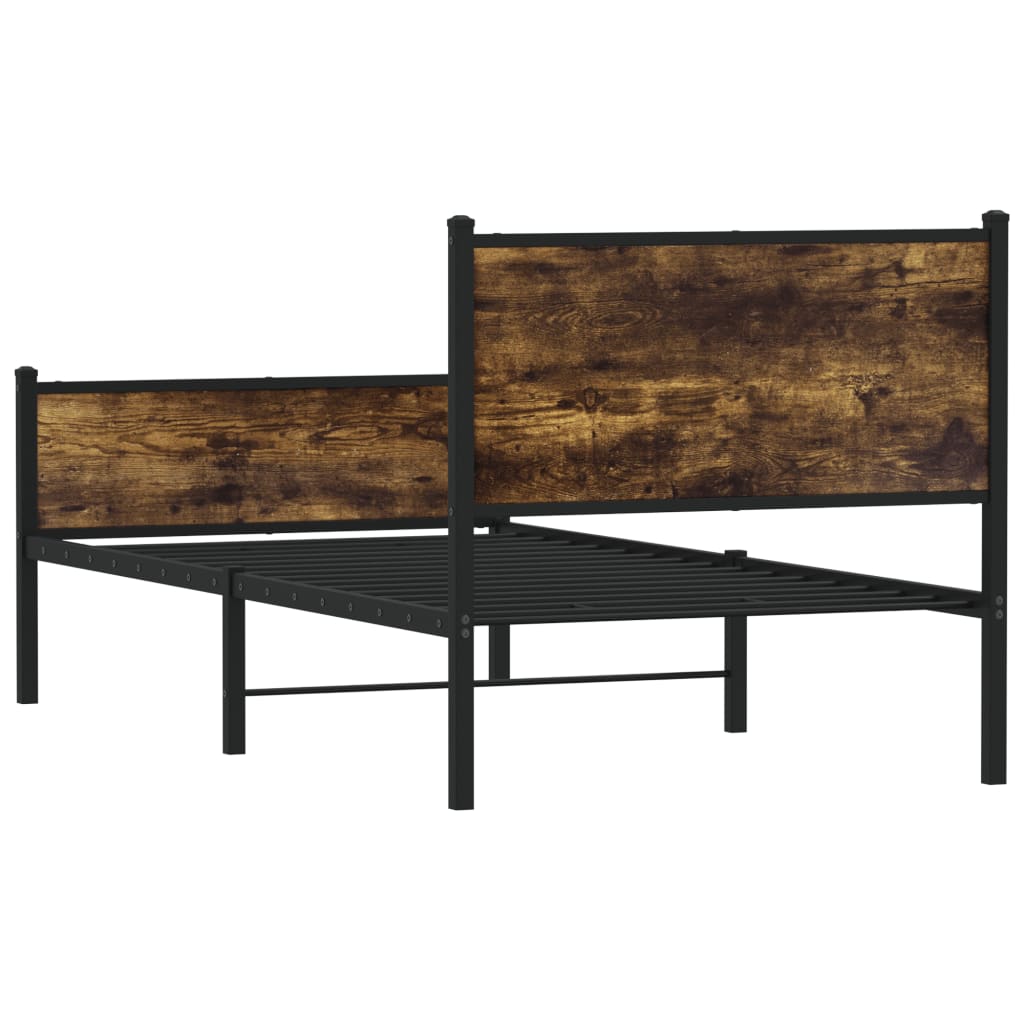vidaXL Metal Bed Frame without Mattress Smoked Oak 90x190 cm Single