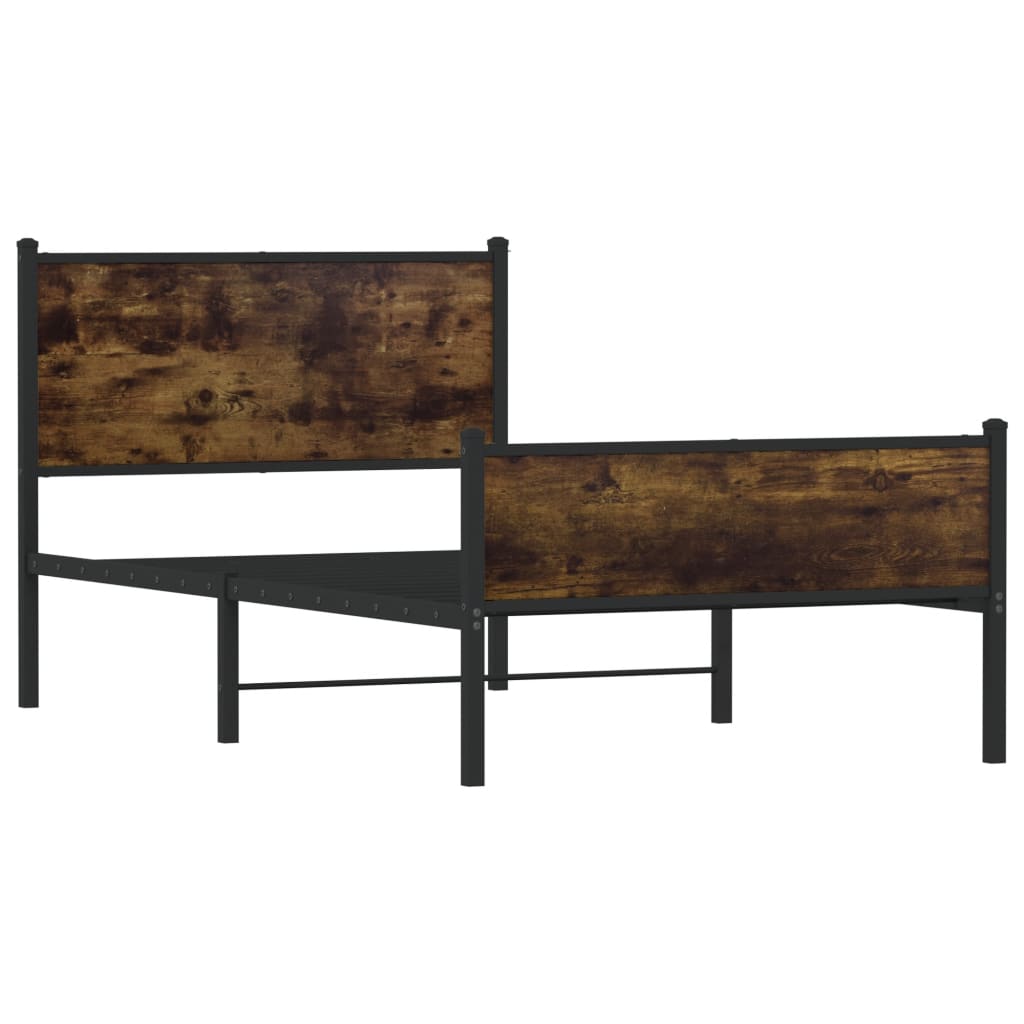 vidaXL Metal Bed Frame without Mattress Smoked Oak 100x200 cm