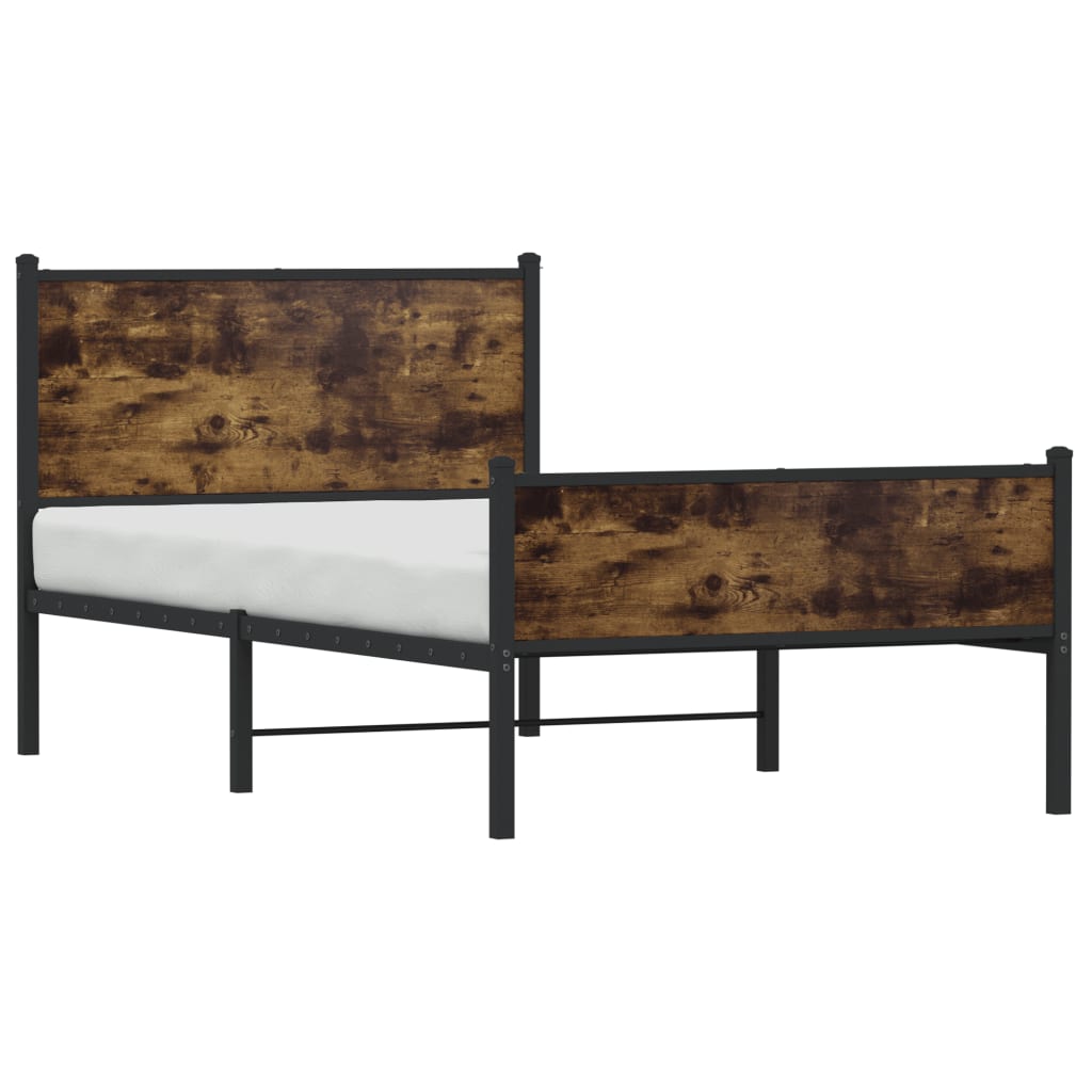 vidaXL Metal Bed Frame without Mattress Smoked Oak 100x200 cm