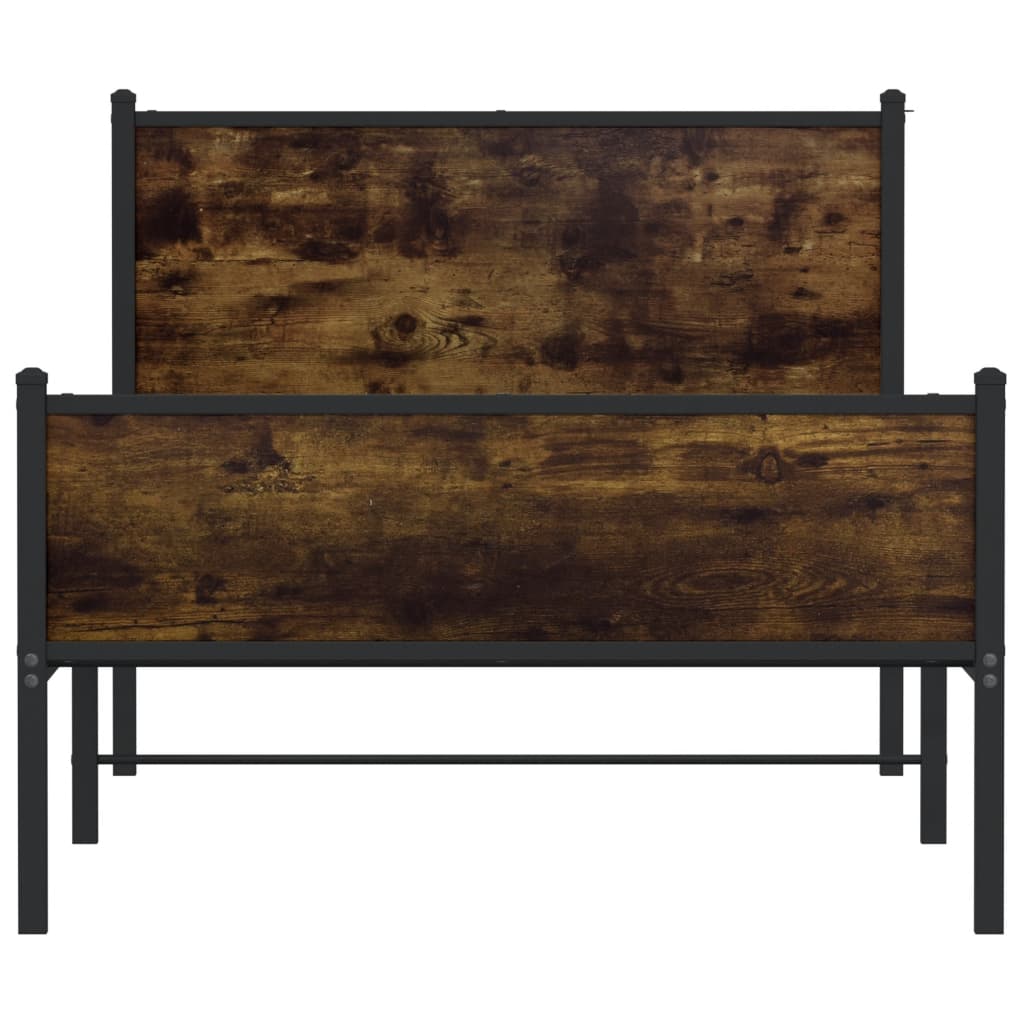 vidaXL Metal Bed Frame without Mattress Smoked Oak 100x200 cm