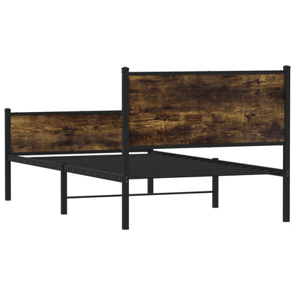 vidaXL Metal Bed Frame without Mattress Smoked Oak 100x200 cm