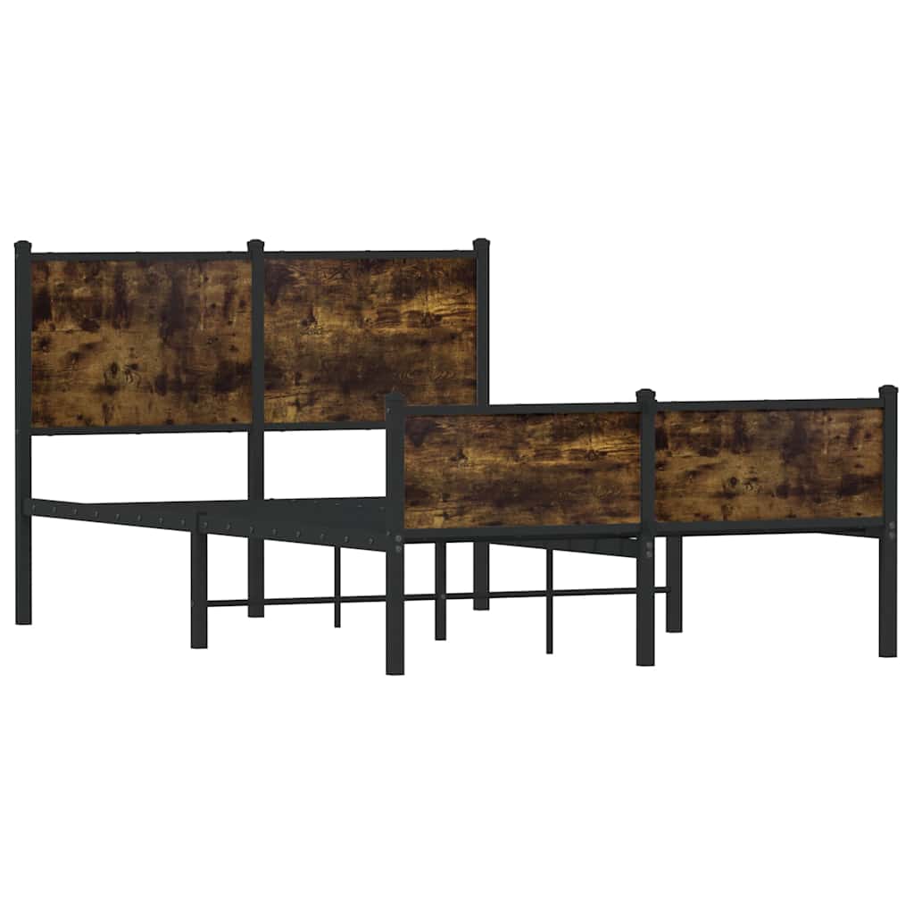 vidaXL Metal Bed Frame without Mattress Smoked Oak 120x190 cm Small Double