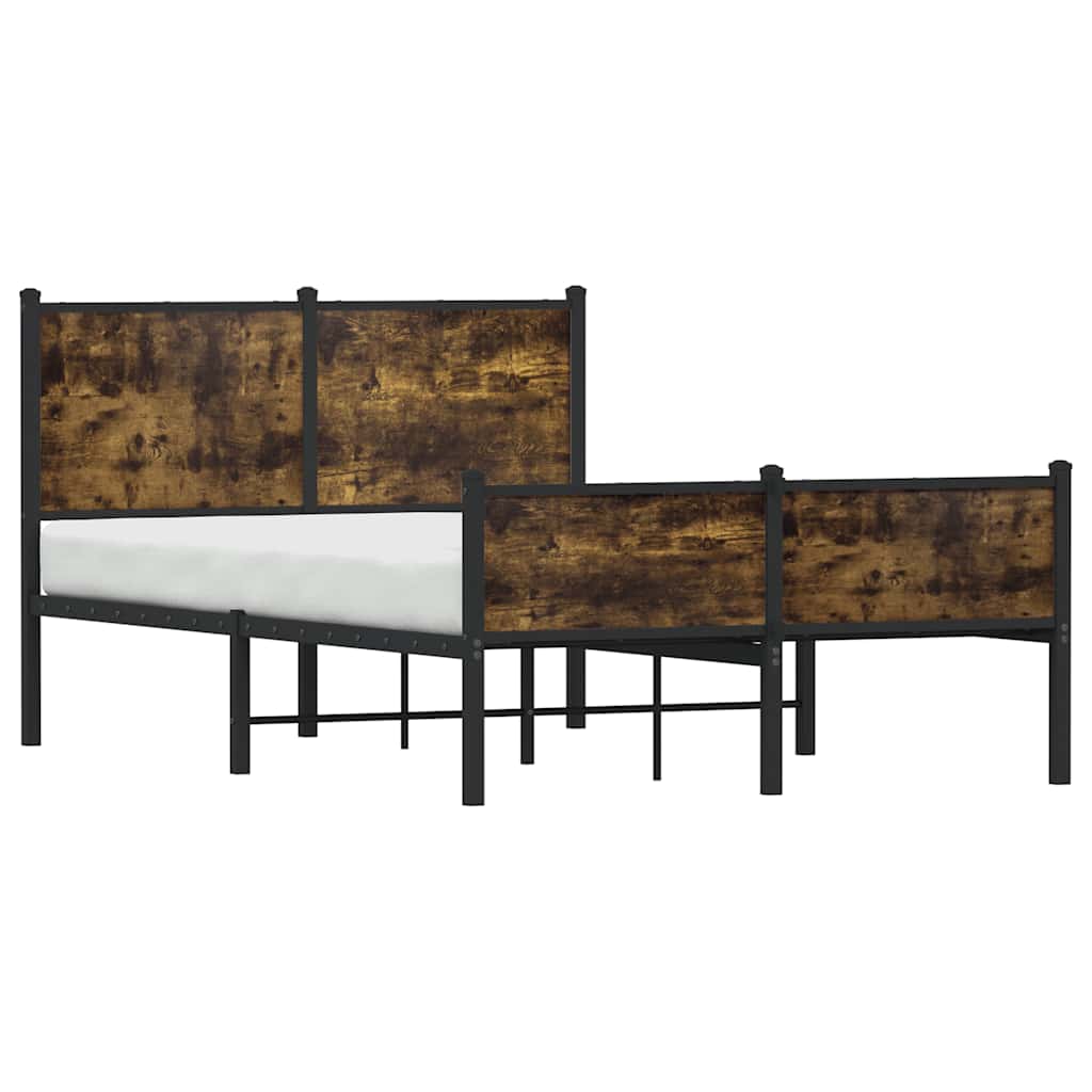 vidaXL Metal Bed Frame without Mattress Smoked Oak 120x190 cm Small Double