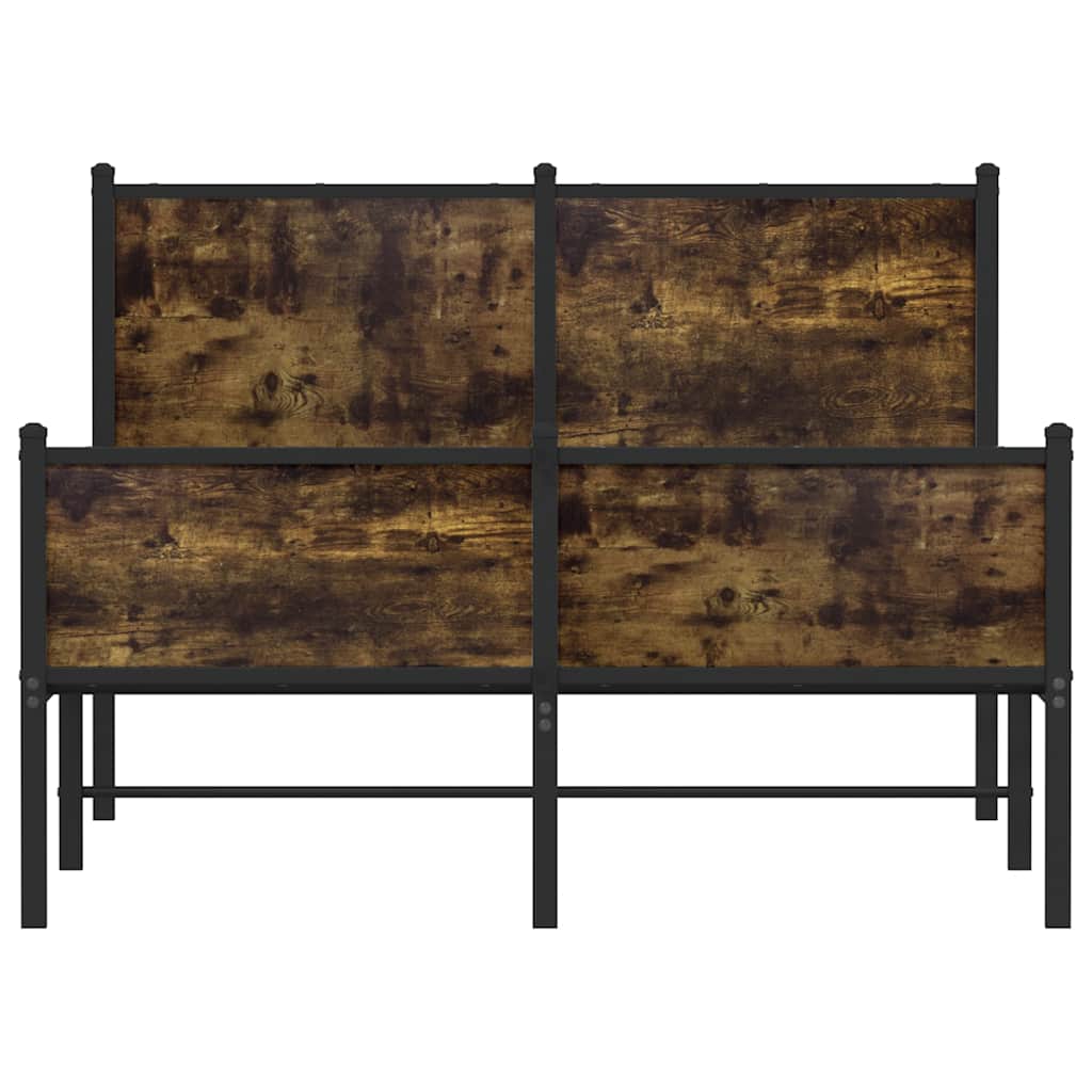 vidaXL Metal Bed Frame without Mattress Smoked Oak 120x190 cm Small Double