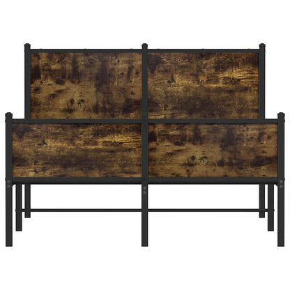 vidaXL Metal Bed Frame without Mattress Smoked Oak 120x190 cm Small Double