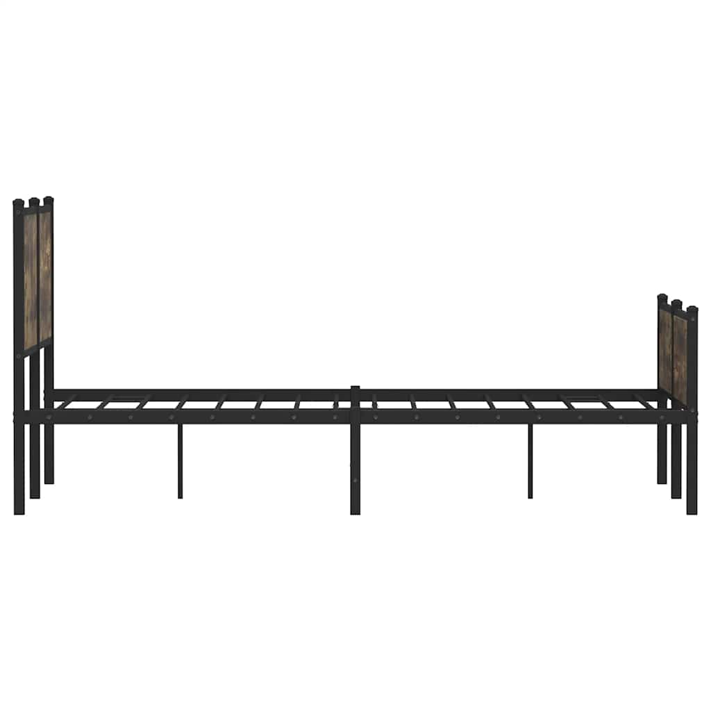 vidaXL Metal Bed Frame without Mattress Smoked Oak 120x190 cm Small Double