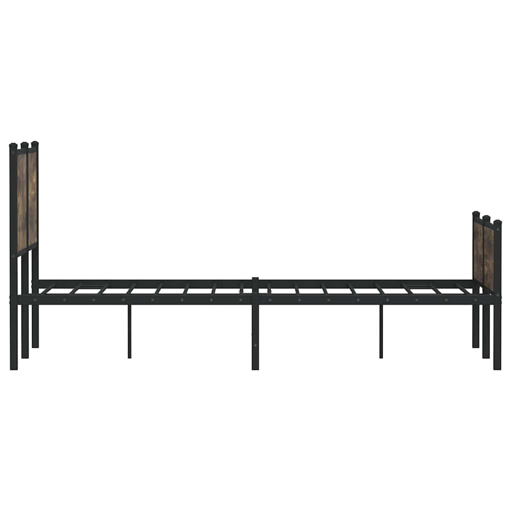vidaXL Metal Bed Frame without Mattress Smoked Oak 120x200 cm