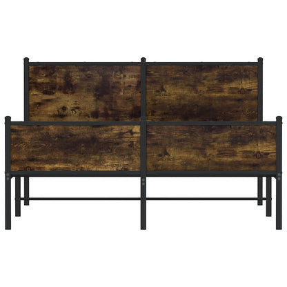vidaXL Metal Bed Frame without Mattress Smoked Oak 137x190 cm