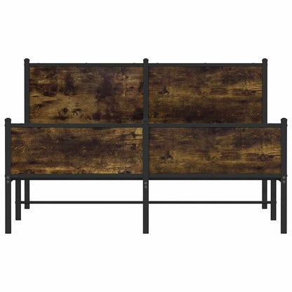 vidaXL Metal Bed Frame without Mattress Smoked Oak 140x190 cm