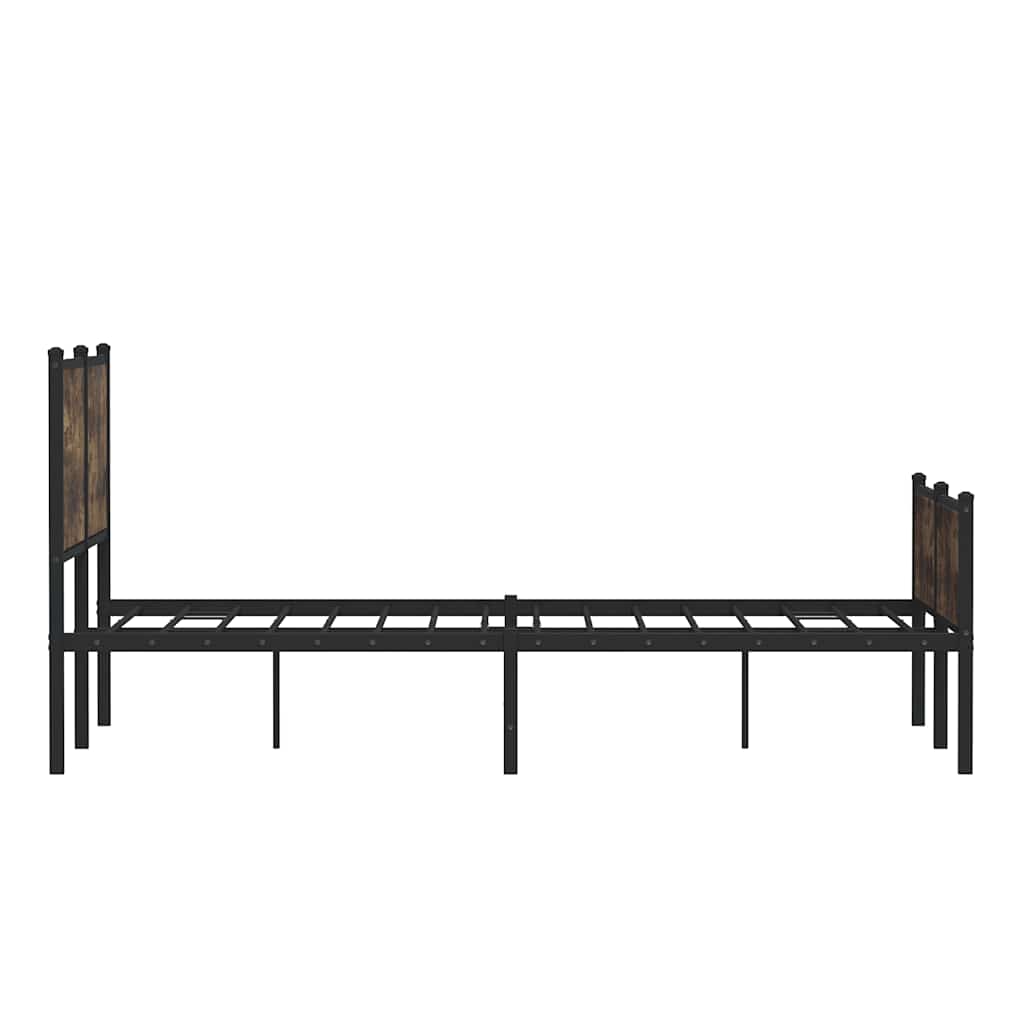 vidaXL Metal Bed Frame without Mattress Smoked Oak 140x190 cm