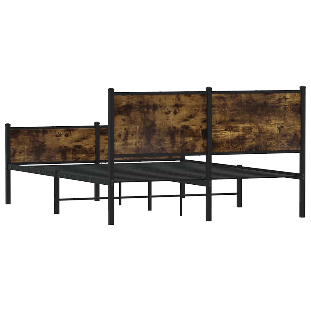 vidaXL Metal Bed Frame without Mattress Smoked Oak 140x190 cm