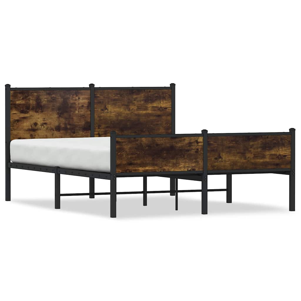 vidaXL Metal Bed Frame without Mattress Smoked Oak 140x200 cm