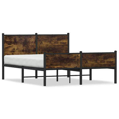 vidaXL Metal Bed Frame without Mattress Smoked Oak 140x200 cm