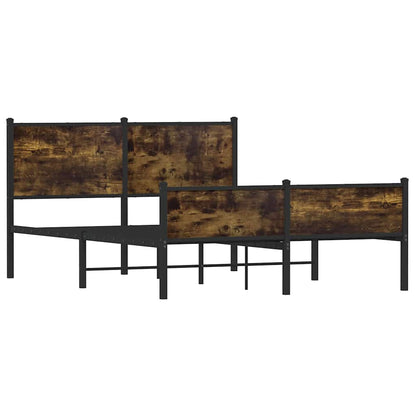 vidaXL Metal Bed Frame without Mattress Smoked Oak 140x200 cm