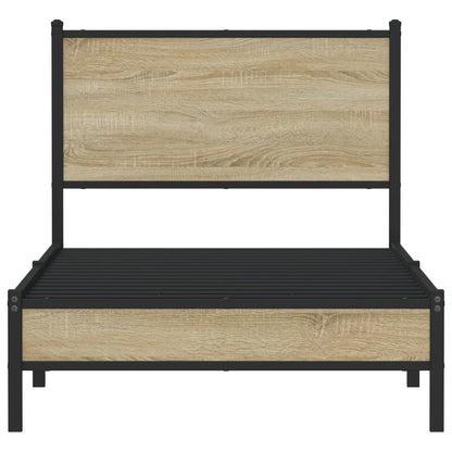 vidaXL Metal Bed Frame without Mattress Sonoma Oak 75x190 cm Small Single