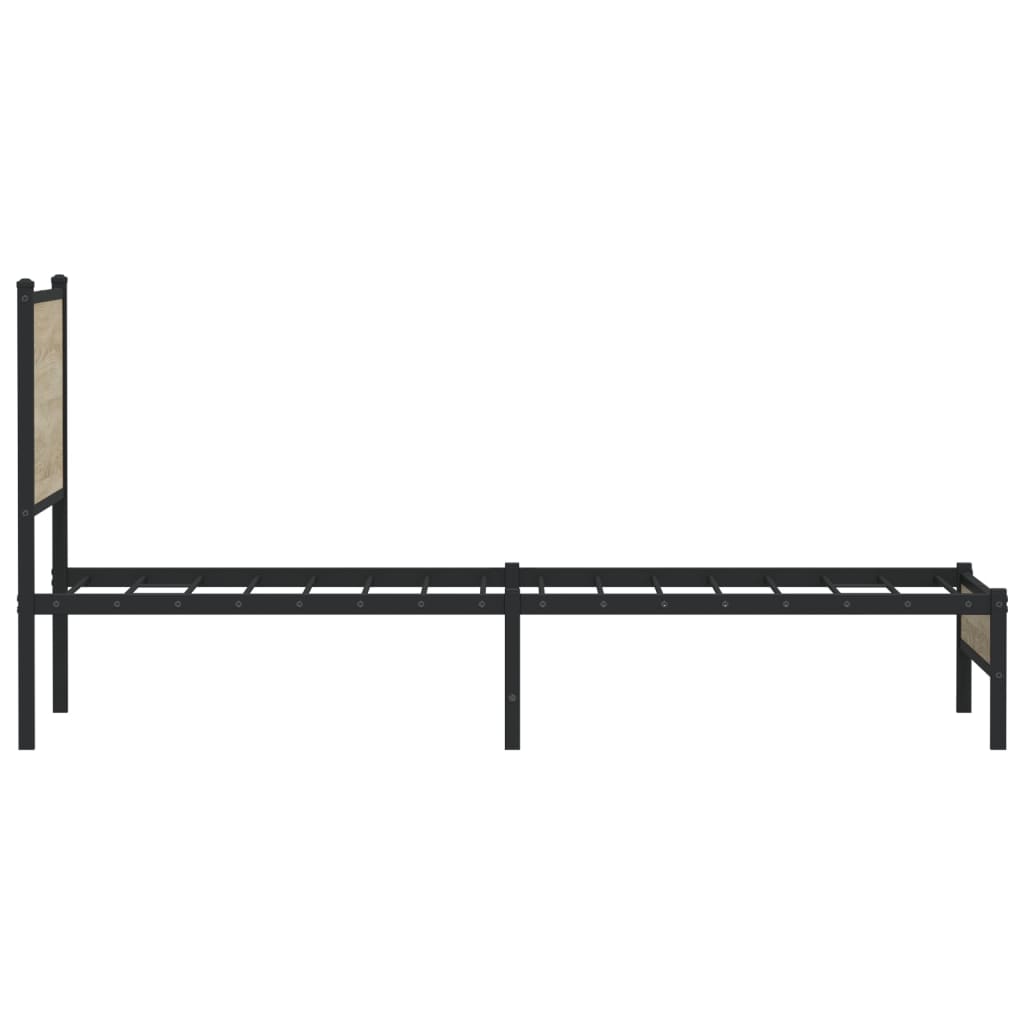 vidaXL Metal Bed Frame without Mattress Sonoma Oak 75x190 cm Small Single
