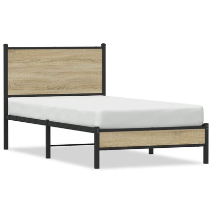 vidaXL Metal Bed Frame without Mattress Sonoma Oak 90x190 cm Single