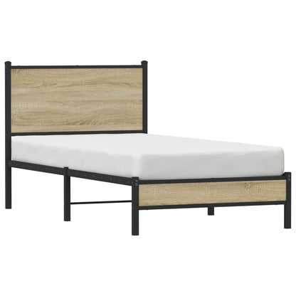 vidaXL Metal Bed Frame without Mattress Sonoma Oak 90x190 cm Single