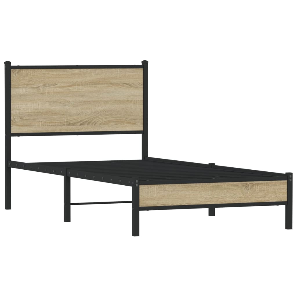 vidaXL Metal Bed Frame without Mattress Sonoma Oak 90x200 cm