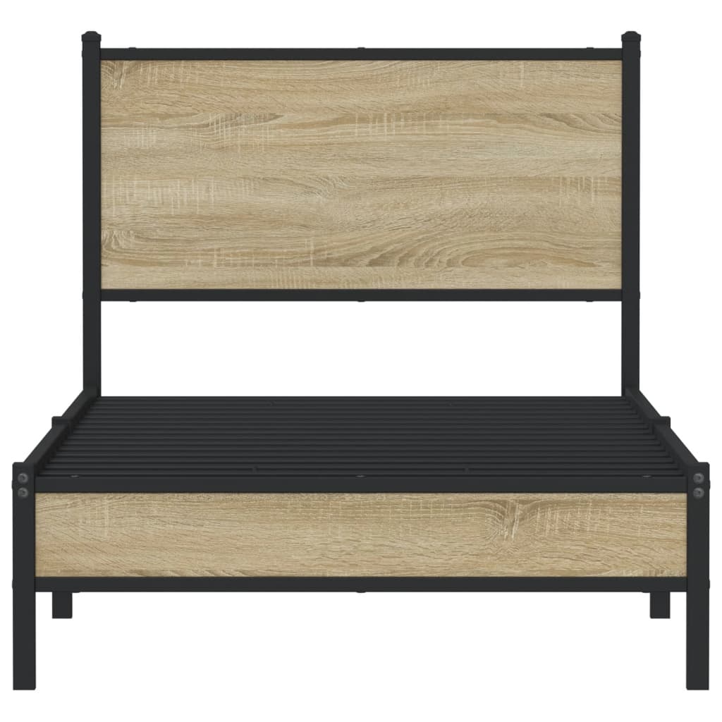 vidaXL Metal Bed Frame without Mattress Sonoma Oak 90x200 cm