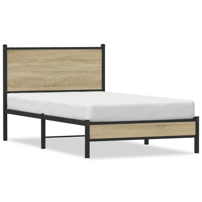 vidaXL Metal Bed Frame without Mattress Sonoma Oak 100x200 cm