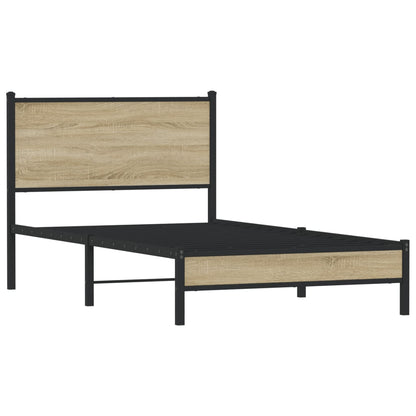vidaXL Metal Bed Frame without Mattress Sonoma Oak 100x200 cm
