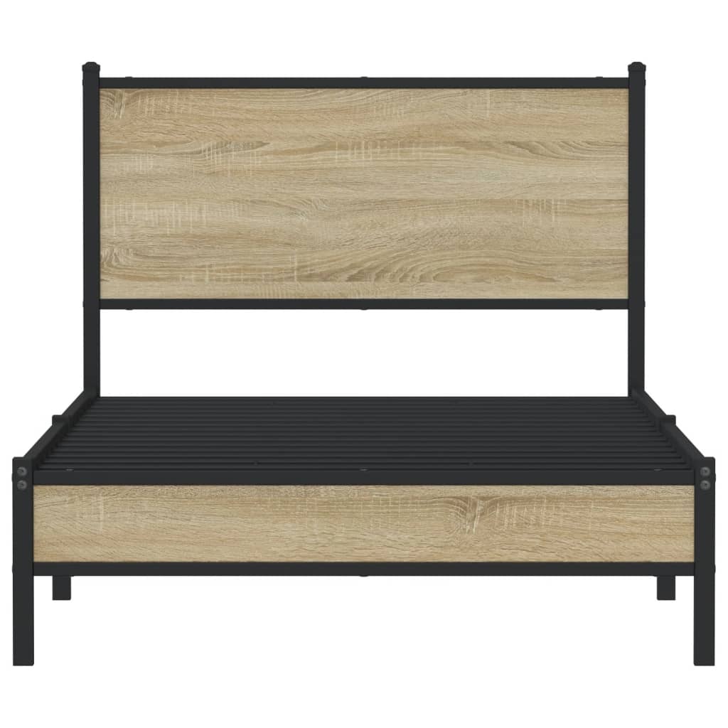 vidaXL Metal Bed Frame without Mattress Sonoma Oak 100x200 cm