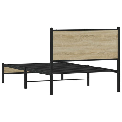 vidaXL Metal Bed Frame without Mattress Sonoma Oak 100x200 cm