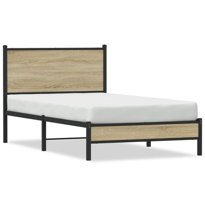 vidaXL Metal Bed Frame without Mattress Sonoma Oak 107x203 cm