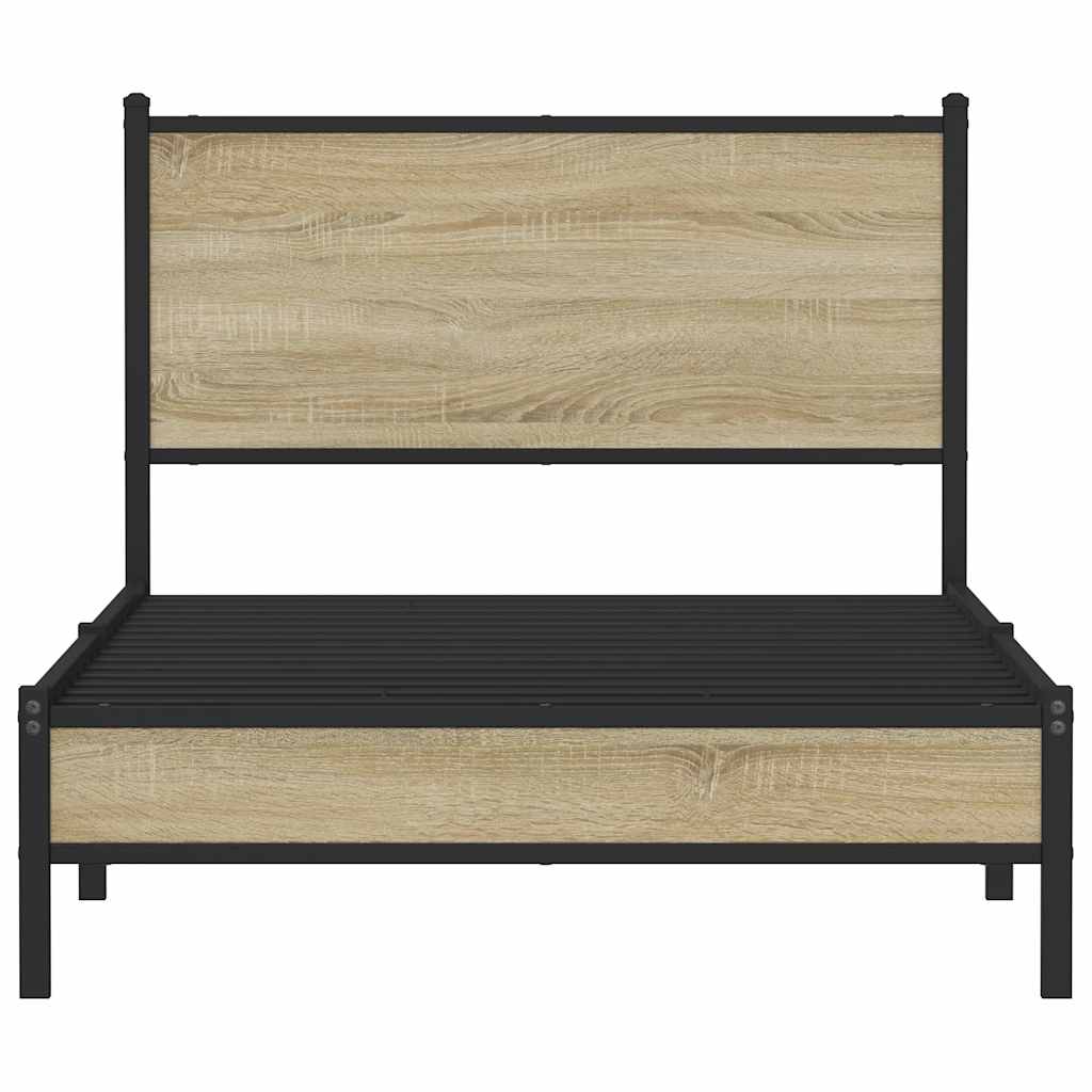 vidaXL Metal Bed Frame without Mattress Sonoma Oak 107x203 cm