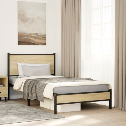 vidaXL Metal Bed Frame without Mattress Sonoma Oak 107x203 cm
